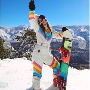 Tipsy Elves Womens Retro Rainbow Snowsuit, XS